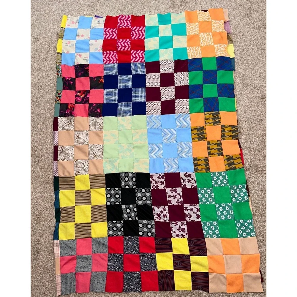Colorful Material (hand sewn pieces ready to be made into a quilt or blanket)